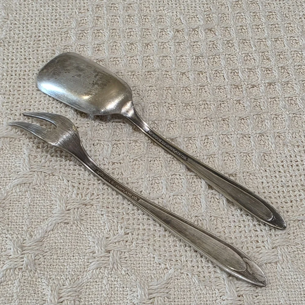 Vintage Meridian Silverplate Co FIRST LADY Serving Spoon Shovel and Fork Set